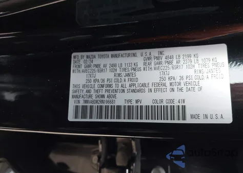 2024 Mazda Cx-50 2.5 S Premium z USA, uszkodzony, nr VIN 7MMVABDM2RN196681